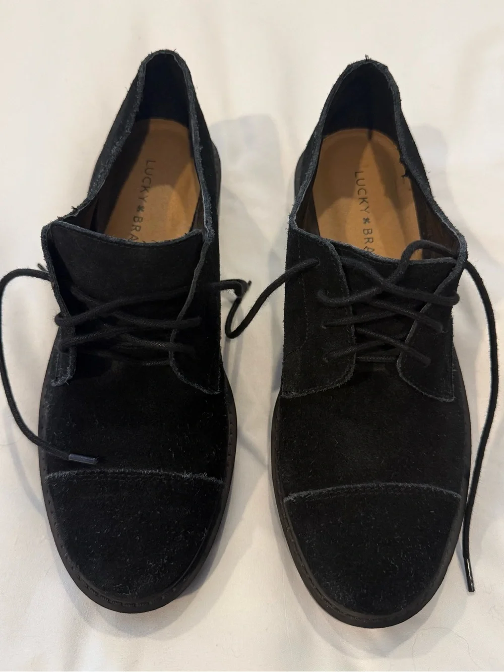 Lucky Brand Black Suede Derby Shoes Size 8